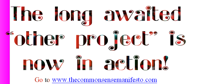 The long awaited 
“other project” is 
now in action!
Go to www.thecommonsensemanifesto.com
